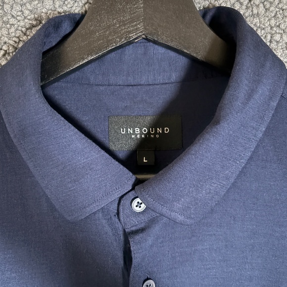 Unbound Merino 100% Wool Button Down Long Sleeve Shirt - Men's Size L - Blue - Picture 2 of 9